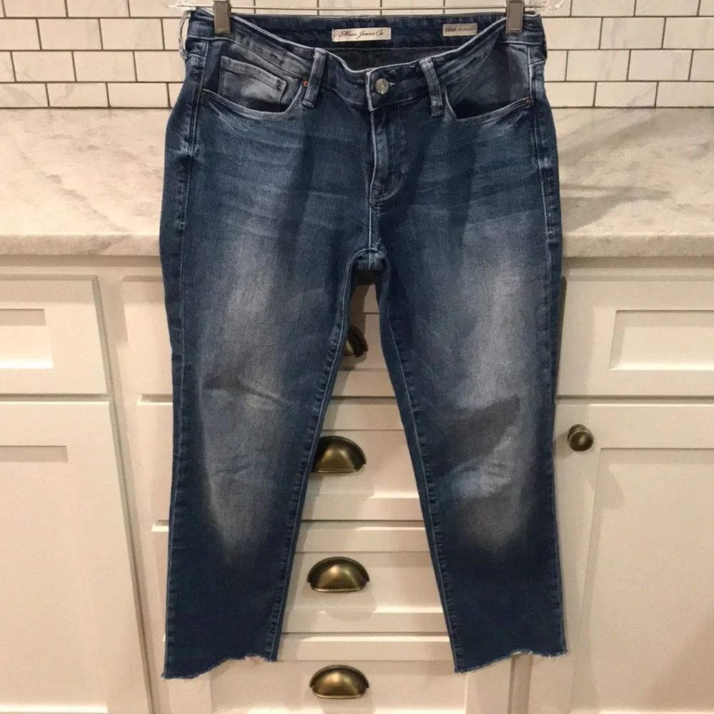 Mavis Boyfriend Jeans Womens 27 Blue Emma Raw Hem Caual Boho Designer Minimalist - Picture 1 of 11
